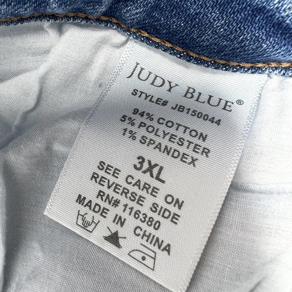 Judy Blue High Rise Distressed‎ Jean Shorts Stretch Women’s 3XL Light Wash - Picture 5 of 9